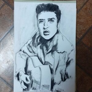 Elvis portrait charcoal. Orginal art!
